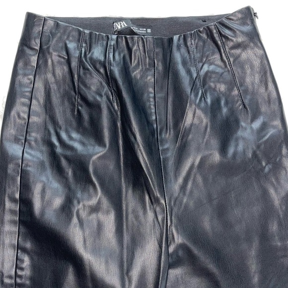Zara - Skinny Faux Leather high rise black Pants size small - Picture 4 of 11